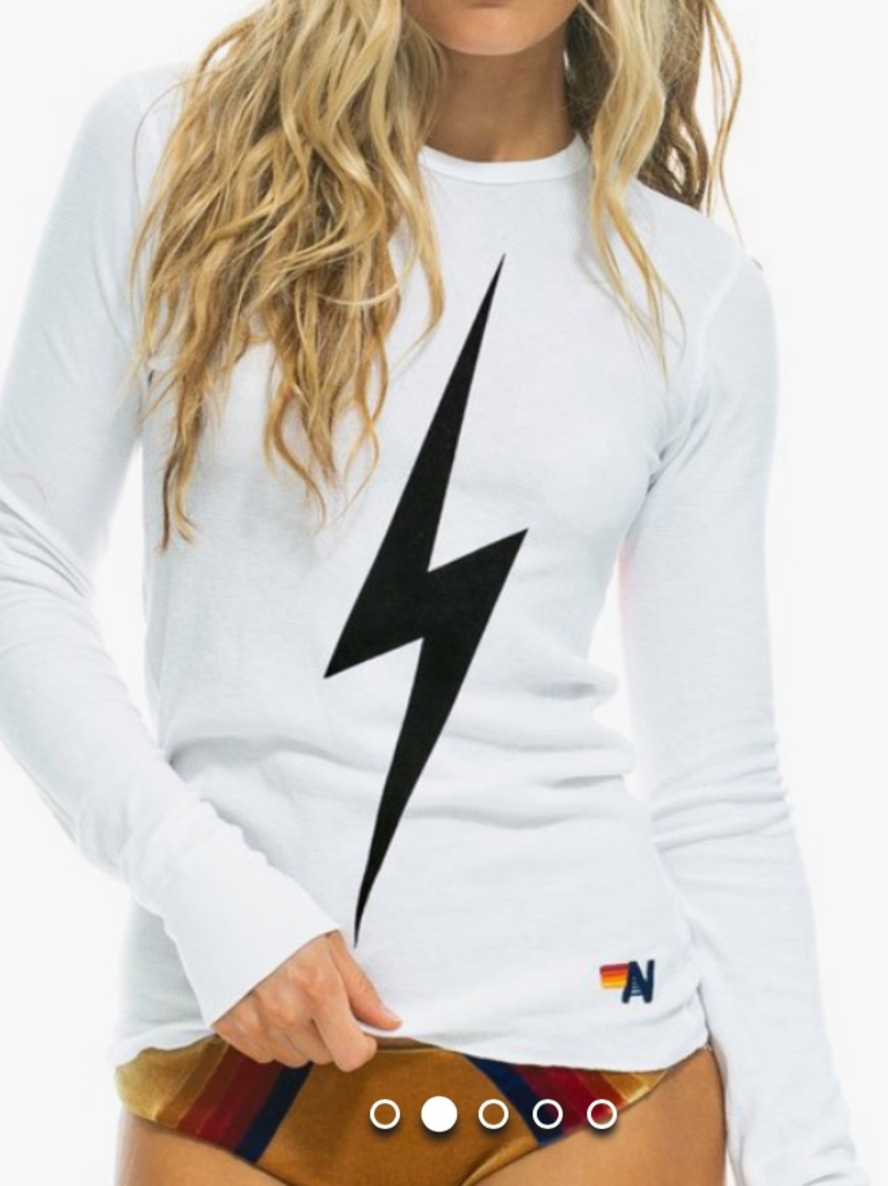 Aviator Nation Bolt Thermal White Black Lightning Bolt Unisex M